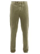 Matchesfashion.com Brunello Cucinelli - Slim Leg Cotton Corduroy Trousers - Mens - Green
