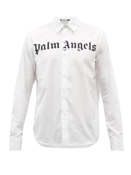 Palm Angels - Logo-print Cotton-poplin Shirt - Mens - White