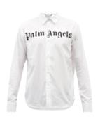 Palm Angels - Logo-print Cotton-poplin Shirt - Mens - White
