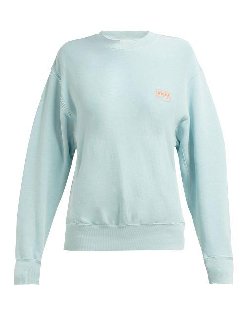 Matchesfashion.com Aries - Logo Print Cotton Sweatshirt - Womens - Light Blue