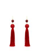 Matchesfashion.com Rosantica By Michela Panero - Colonia Bead Embellished Tassel Earrings - Womens - Red