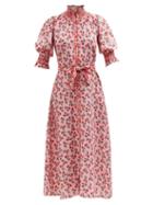 Muzungu Sisters - Alexia Smocked Cherry-print Linen Dress - Womens - Pink Print
