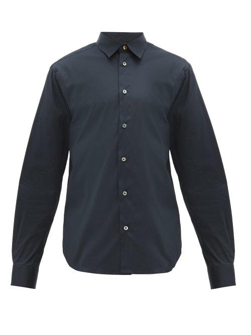 Matchesfashion.com Paul Smith - Slim Fit Cotton Blend Poplin Shirt - Mens - Navy