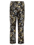 Erdem Syrah Floral-jacquard Cropped Trousers