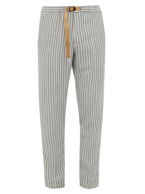 Matchesfashion.com White Sand - Mid Rise Striped Cotton Blend Trousers - Mens - Blue Multi