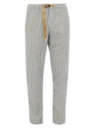 Matchesfashion.com White Sand - Mid Rise Striped Cotton Blend Trousers - Mens - Blue Multi