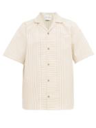 Matchesfashion.com King & Tuckfield - Striped Seersucker Cotton Bowling Shirt - Mens - Cream