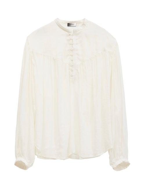 Mens Rtw Isabel Marant - Tilekis Collarless Poplin Blouse - Mens - Cream