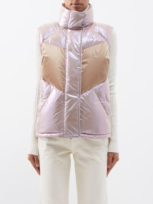 Moncler - Faucille Iridescent Quilted Down Gilet - Womens - Pink Gold