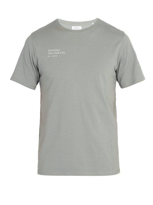 Matchesfashion.com Saturdays Nyc - Logo Print Cotton Jersey T Shirt - Mens - Blue