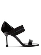 Matchesfashion.com Prada - Logo Strap Patent Leather Sandals - Womens - Black