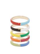 Fry Powers - Set Of Five Enamelled 14kt-gold Rings - Womens - Multi
