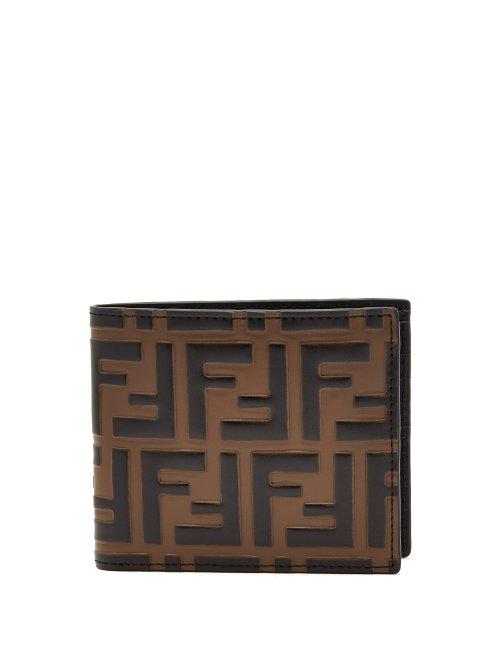 Matchesfashion.com Fendi - Logo Embossed Bi Fold Leather Wallet - Mens - Brown