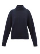 Les Tien - Cabled-trim Cashmere Roll-neck Sweater - Womens - Navy