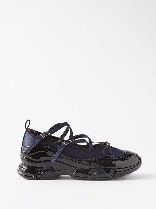 Simone Rocha - Trek Satin Ballerina Flatform Shoes - Womens - Navy