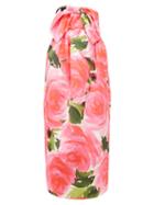 Matchesfashion.com Richard Quinn - Floral Print Knotted Bow Duchess Satin Gown - Womens - Pink Multi