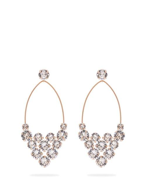 Matchesfashion.com Isabel Marant - Crystal Embellished Oval Drop Earrings - Womens - Clear