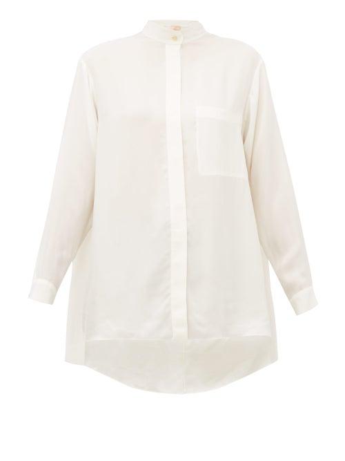 Matchesfashion.com Roksanda - Lyn Dipped Hem Twill Blouse - Womens - Ivory