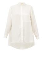 Matchesfashion.com Roksanda - Lyn Dipped Hem Twill Blouse - Womens - Ivory