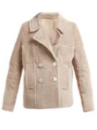 Matchesfashion.com Yves Salomon - Shearling Double Breasted Jacket - Womens - Beige