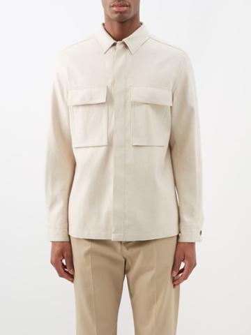 Zegna - Flap-pocket Linen-twill Overshirt - Mens - Cream