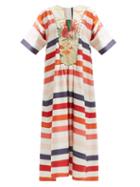 Matchesfashion.com Rianna + Nina - Striped Vintage Silk-poplin Maxi Dress - Womens - Multi
