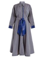 Vika Gazinskaya Faux-leather Trimmed Gingham Cotton-blend Dress