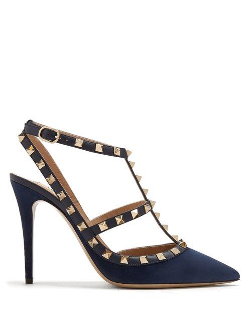 Matchesfashion.com Valentino - Rockstud Suede Pumps - Womens - Navy