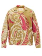 Mens Rtw Harago - Kaladera Abstract Floral-print Cotton Shirt - Mens - Beige Multi