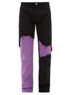 Matchesfashion.com Raf Simons - Distressed Layered Jeans - Mens - Black Purple