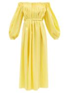 Gabriela Hearst - Martha Off-the-shoulder Belted Linen Maxi Dress - Womens - Yellow