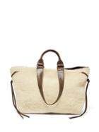 Matchesfashion.com Isabel Marant - Wardy Shearling And Leather Tote Bag - Womens - Cream