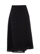 Matchesfashion.com Cefinn - Asymmetric Voile Midi Skirt - Womens - Black