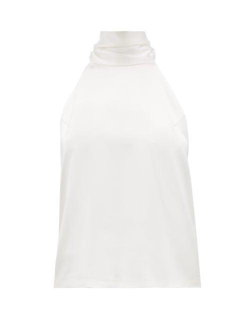 Matchesfashion.com Galvan - Sash Neck Silk Satin Top - Womens - White