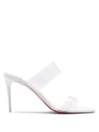 Matchesfashion.com Christian Louboutin - Just Nothing 85 Pvc-strap Leather Mules - Womens - White