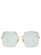 Matchesfashion.com Fendi - Baguette Oversized Square Metal Sunglasses - Womens - Blue