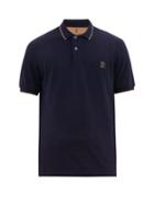 Matchesfashion.com Brunello Cucinelli - Logo Embroidered Cotton Piqu Polo Shirt - Mens - Blue