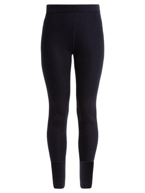 Matchesfashion.com Jil Sander - Ribbed Wool Leggings - Womens - Dark Blue
