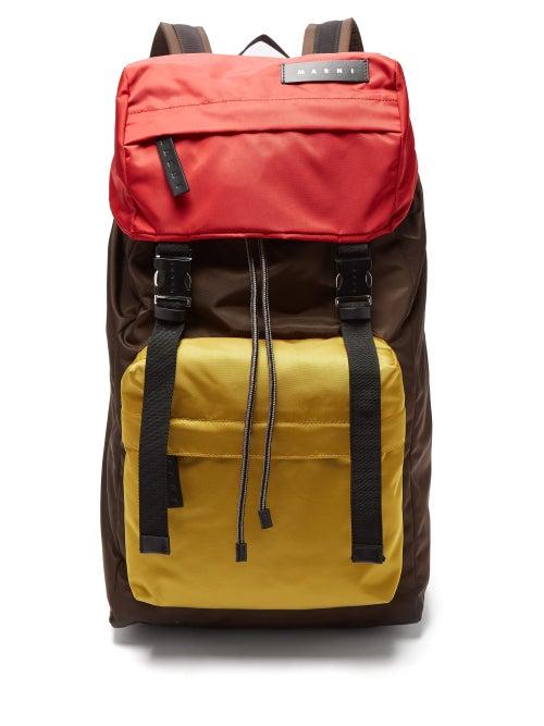 Matchesfashion.com Marni - Panelled Backpack - Mens - Brown Multi