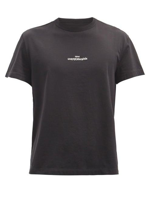 Matchesfashion.com Maison Margiela - Logo-embroidered Cotton-jersey T-shirt - Mens - Black