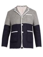 Matchesfashion.com Thom Browne - Bi Colour Single Breasted Down Wool Coat - Mens - Light Grey