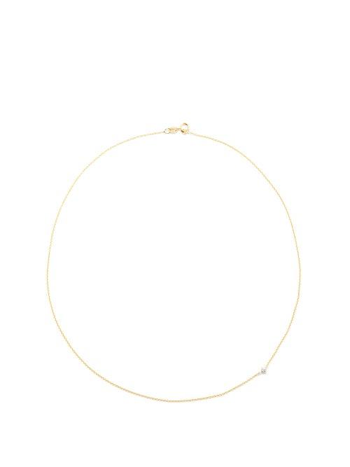 Lizzie Mandler - Floating Diamond, 14kt Gold & 18kt Gold Necklace - Womens - Yellow Gold