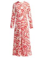 Matchesfashion.com Msgm - Zebra Print Panelled Crepe Dress - Womens - Red White