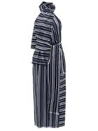 Matchesfashion.com Altuzarra - Columbine Halterneck Striped Midi Dress - Womens - Blue Stripe