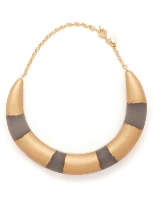 Matchesfashion.com Vanda Jacintho - Striped Choker - Womens - Gold