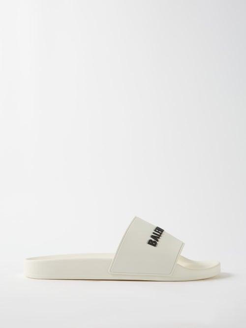 Balenciaga - Logo-embossed Rubber Slides - Mens - Cream