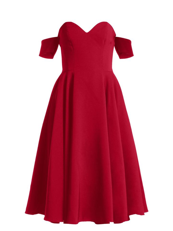 Sara Battaglia Off-the-shoulder Crepe Dress