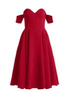 Sara Battaglia Off-the-shoulder Crepe Dress