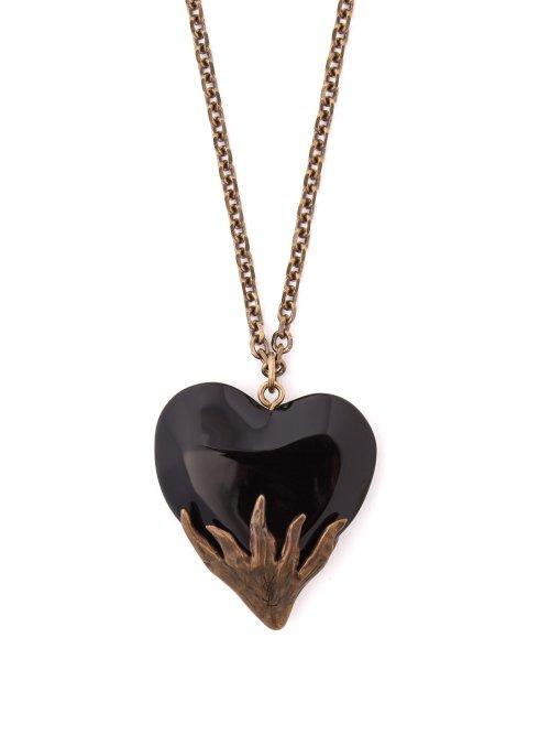 Matchesfashion.com Saint Laurent - Heart Pendant Necklace - Womens - Black