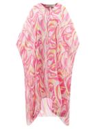 Ladies Beachwear Emilio Pucci - Vortici-print Silk-chiffon Kaftan - Womens - Pink Print